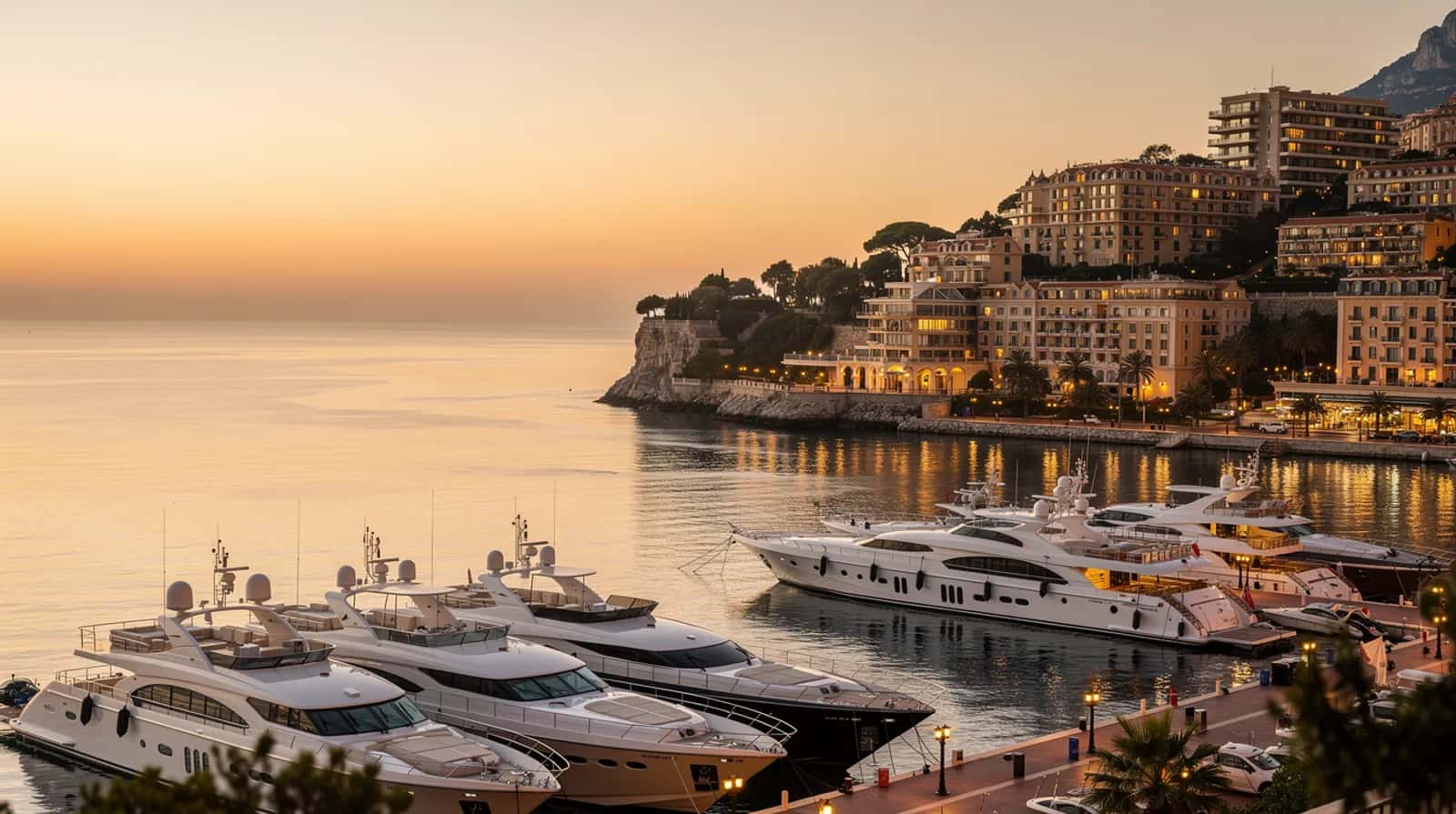 Port Hercule de Monaco et ses yachts au crépuscule